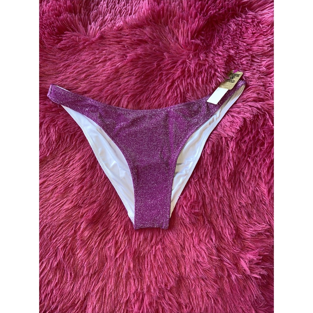 Victorias Secret Swim BRAZILIAN Bikini Bottom Shimmer Sexy Magenta‎ Size XXL